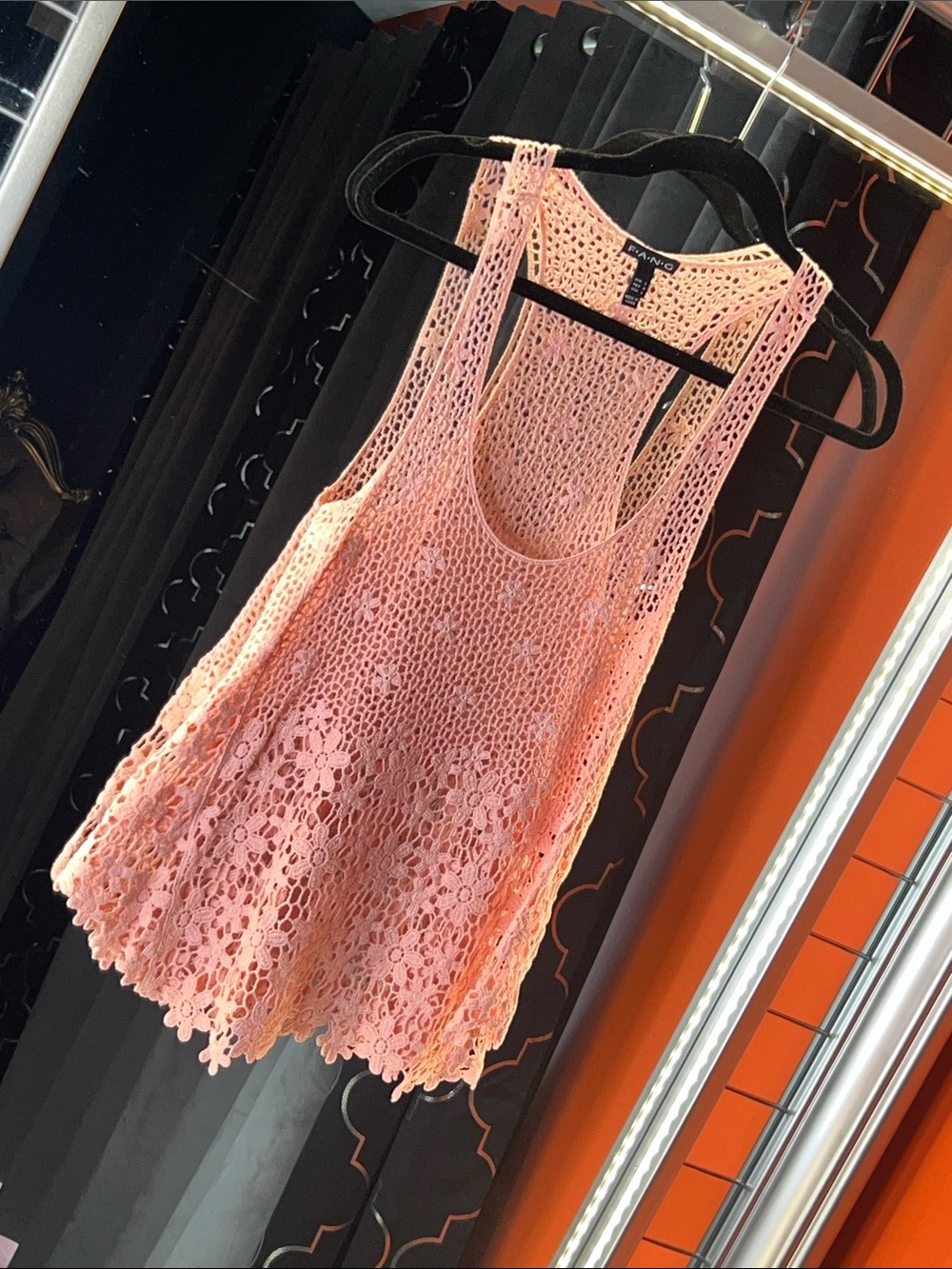 FANG Delicate Peach Floral Crochet Archival Racerback Tank 🌸✨